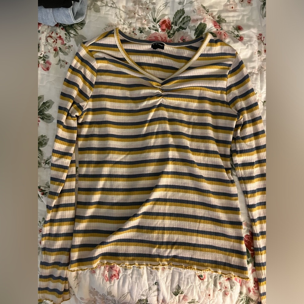 art class striped retro green and yellow top women or girls xxs